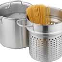 Navaris Stainless Steel Pasta Pot, 5.7 L (6.1 Qt) - Versatile Pot for Pasta, Vegetables and More - Suitable for Induction, Gas, Electric & Oven - Dishwasher Safe