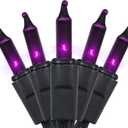 MULTI-SPARKING Halloween Lights Purple 35 Count - Incandescent Purple Mini String Lights for Indoor/Outdoor Christmas Halloween Decorations, 8.5 Feet Black Wire, Connectable