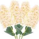 4pcs Champagne Hydrangea Artificial Flower, 33.5" Long Stem Real Touch Conical Fake Hydrangea Silk Flowers , For High Vase Flower Arrangements Decoration, Family Farmhouse, Hotel Decor (Champagne)