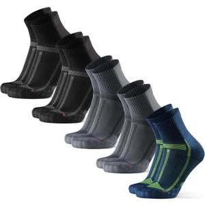 DANISH ENDURANCE Ultra-Comfort Quarter Running Socks, Performance Socks, Men & Women - Multicolor (2xblack/Grey, 2xgrey/Black, 1xblue/Yellow) 5-pack, XL)