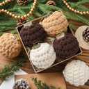 Soulchen 6 Pcs 3.15 Inch Crochet Christmas Balls Ornaments Christmas Knitted Ornaments Neutral Decoration Boho Handmade Crochet Decoration for Xmas Tree Rustic Farmhouse Decor(Brown,Beige,White)