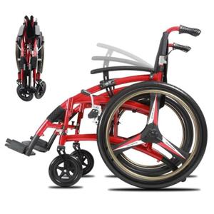 Ultra Lightweight Manual Wheelchair, Aluminum Frame, 24-Inch Solid Tires, Quick-Fold Design, Transport Ready, with Safety Belt and Back Pocket, 220 lbs Capacity, Seat Width 17 inch (yundong24A)