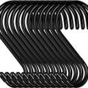 DINGEE 4 Inch 12 Pack S Hooks - Heavy Duty, Large Rubber Coated Black Non Slip Metal Hooks for Closet, Garden, Jeans, Plants, Jewelry, Pot, Pan, Cups, Towels