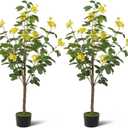 2-Pack 4FT Artificial Jasmine Tree,Realistic Potted Fake Plants with Flowers&Planter,Indoor/Outdoor Faux Flowering Trees for Home,Office,Porch,Wedding,and Housewarming Gift Decor (Yellow)