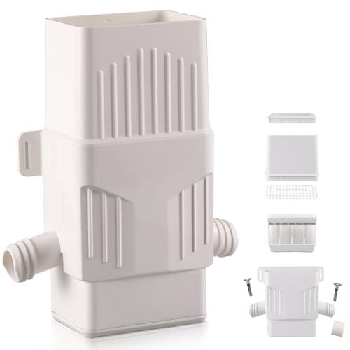 Rainwater Collection System, Rain Barrel Diverter Kit for 2x3”and 3x4” Downspouts, with Filtration, Rain Diverter, Downspout Diverter, White