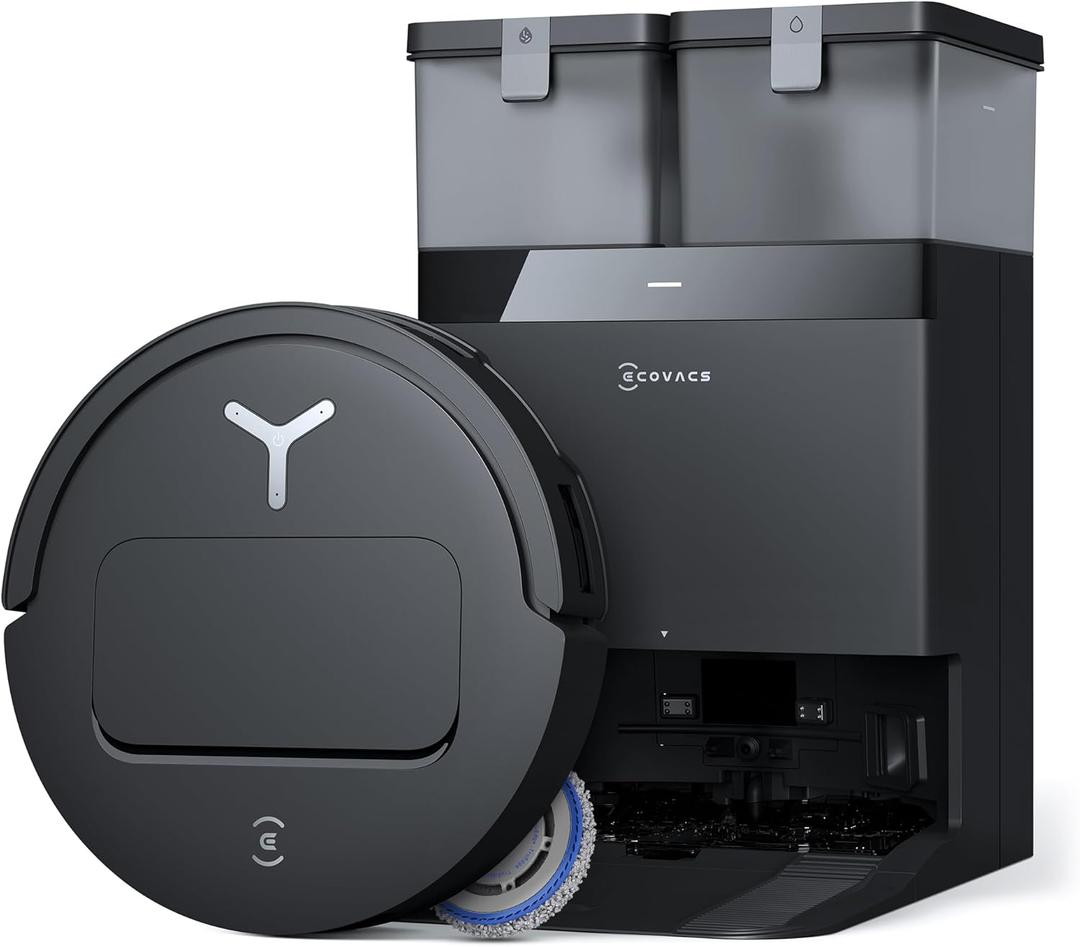 ECOVACS DEEBOT T50 PRO Omni Robot Vacuum and Mop, 3.19 Ultra-Slim, 15,000Pa Suction, ZeroTangle 2.0, TruEdge Edge Cleaning, AIVI 3D Obstacle Avoidance, Auto Mop Wash & Dry, Self-Emptying (Black)