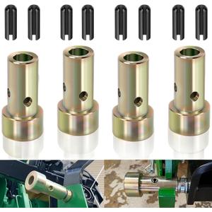 Cat 1 Quick Hitch Adapter Bushings Set 4 Sleeves & 8 Lynch Pins Compatible with Category 1 Tractors Heavy-Duty Zinc-Plated Steel for 3-Point Quick Hitch Systems