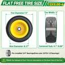 13x5.00-6 Flat Free Tire and Wheel with 3/4"&5/8"&1/2" Bearings,4.1"Center Hub,13x5.00-6 Tire and Wheel,13x5-6 Lawn Mower Tires Replacement Heavy Duty,Tubeless Tire with Rim for Residential/Commercial, 13x5-6-V-YEL-TIR