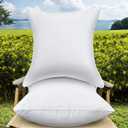16 x 16 Outdoor Throw Pillow Inserts Set of 2 Waterproof Square Premium Decorative Couch Pillow Stuffers Form White Sofa Cushions Indoor