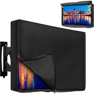 Outdoor TV Cover 48 to 50 Inch Weatherproof, Waterproof Outside TV Covers Heavy Duty 600D Oxford TV Covers Outdoor TV Screen Protectors Shield with Full Zippers and Velcro for Flat Screen Outdoor TVs