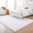 White Shag Area Rugs for BedroomWhite Plush Area Rug 4x6 - Indoor Modern Shaggy Soft Carpet for Living Room Bedroom Kids Room Nursery (White, 4x6 Feet)