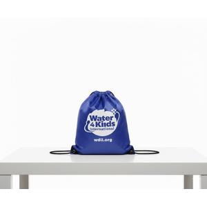 Medium Blue drawstring bag, white logo, 10 pack