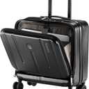 16" Carry On Briefcase Luggage with 2 Laptop Compartments, Lightweight Hardshell Suitcase with Spinner Silent Wheels, for Commute Work Business Trip, Black