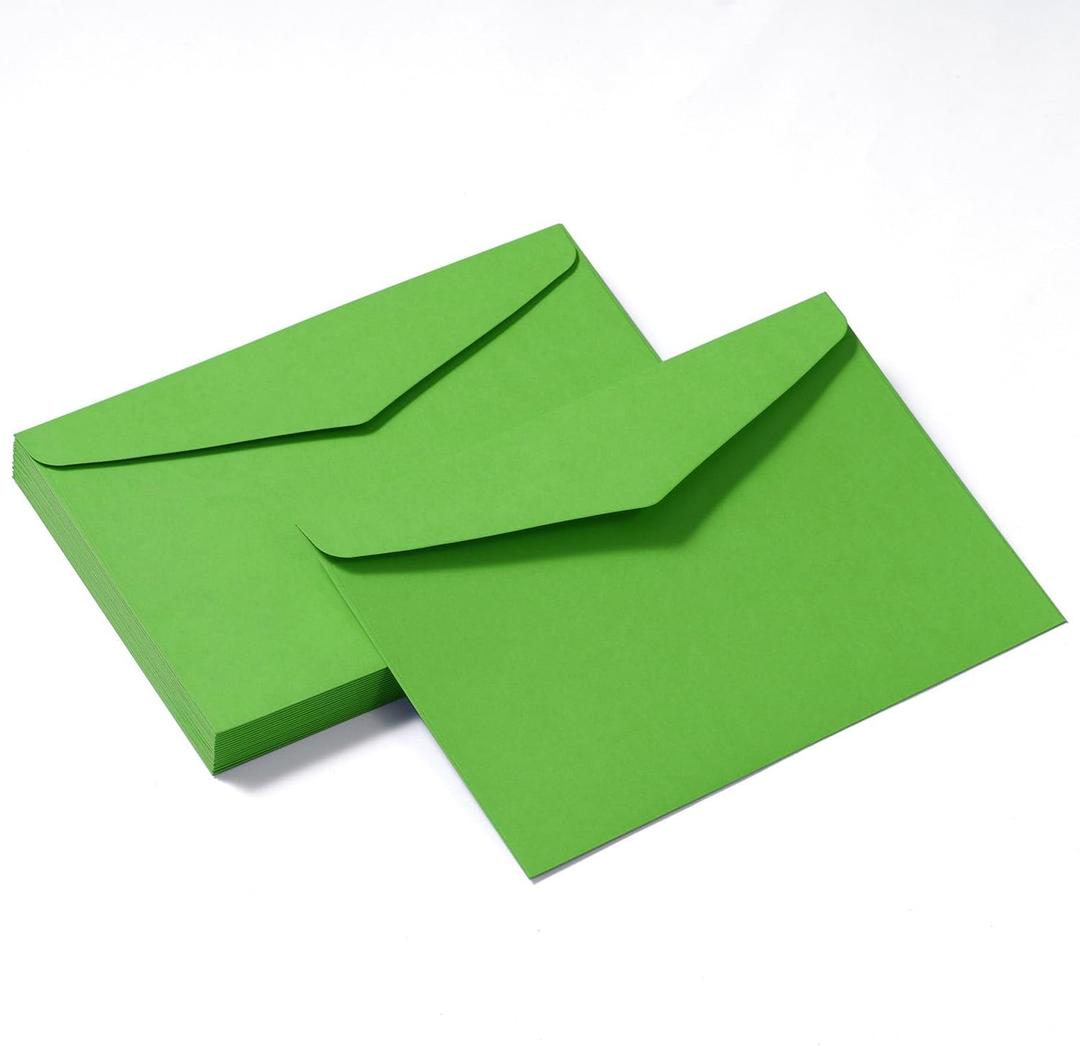 50 Pack Green Envelopes 5-1/5 x 7-1/5 Envelopes A7 Invitation Envelopes for Personalize Gift Cards, Wedding, Baby Shower, Mailing, Birthday Party