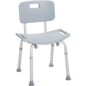 Drive Medical RTL12202KDR Shower Chair with Back, Adjustable Stool with Suction Feet, Shower Seat for Inside Shower or Tub, Bathroom Bench Bath Chair for Elderly and Disabled, 300 LB Weight Cap, Grey