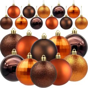 24 Pieces Bronze Copper Brown Shatterproof Christmas Ball Ornaments 3.15 Inches Christmas Hanging Balls Ornament Farmhouse Christmas Hanging Ornament for Fall Halloween Xmas Tree Decorations