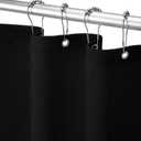 Linen Shower Curtain Black, Fabric Boho Farmhouse Shower Curtains for Bathroom Cotton Natural Cloth Liner Set 72" W x 90" L