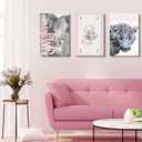 Pink Trendy Leopard Preppy Wall Art Funky Black Cheetah Picture Wall Decor Luxury Club Fashion Disco Ball Ace of Spades Painting Aesthetic Poster Print Artwork for Living Room Bedroom Dorm Apartment, 24L"x16W"