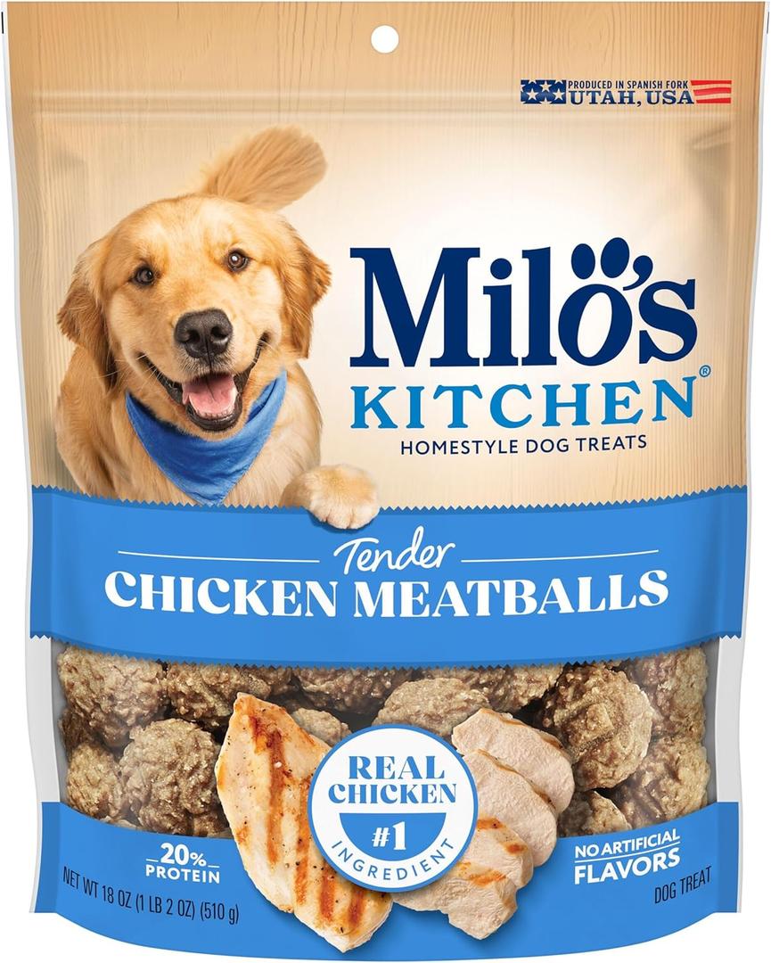 Milo's Kitchen Chicken Meatballs Dog Treats, 18-Ounce, BBDate: 05-01-2027