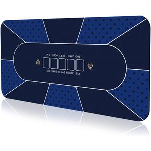 4723 Inch Poker Mat, 6 Players Texas Hold'em Poker Rubber Mat Poker Topper for Tables, Folding Portable Poker Table Top Layout w/Carrying Bag for Poker Games, Casino (47 x 24 Inch Bright Blue)