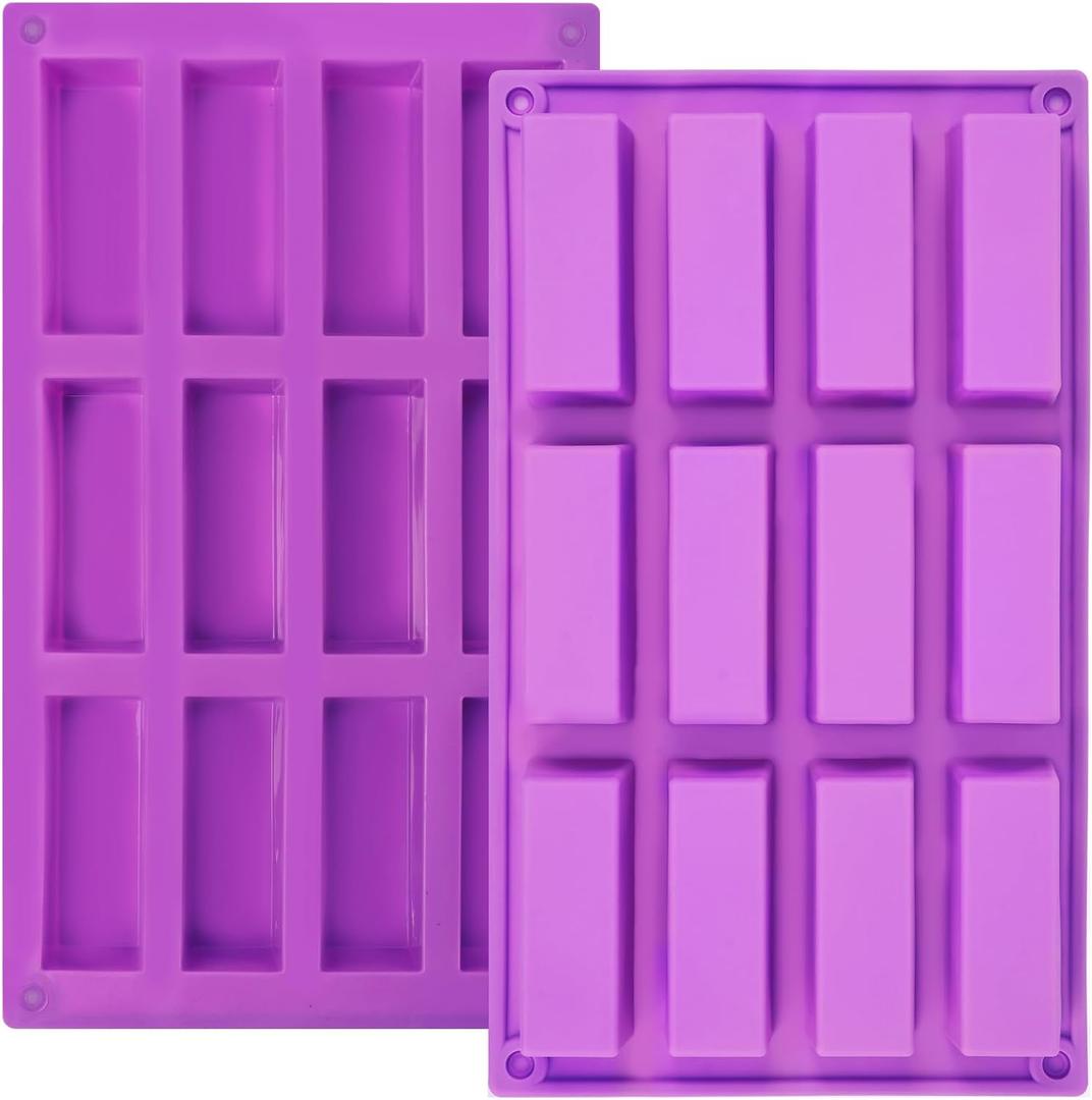 2 Pack Granola Bar Mold Silicone Mold,12 Cavity Rectangle Energy Bar Mold,Cereal Bar Molds for Ganache, Chocolate Bar, Truffles, Cheesecake
