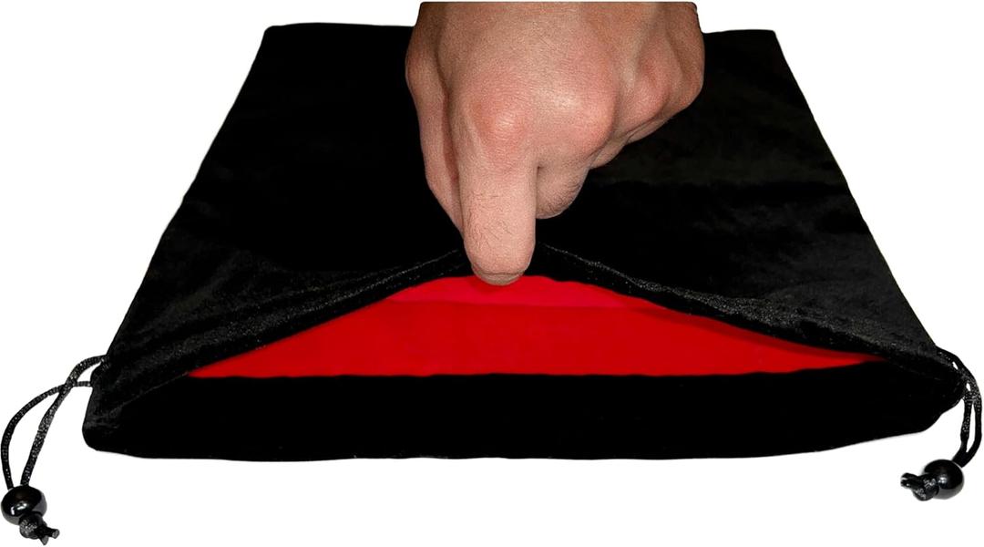 Large Black Velvet Drawstring Pouch, Red Velvet Lining Inside,14.1 x 15.3 inches. Great Bag for Gifts, Makeup, Jewelry, Game Accessories, Organizing and Storage at Home or When Traveling