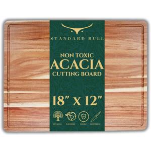 Acacia Cutting Board 18x12  Non Toxic Cutting Board Made from Premium End Grain Acacia Wood, Durable Wood Chopping Board for Meat, Vegetables