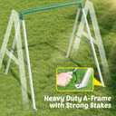 Trekassy Swing Sets for Backyard, 440lbs Heavy Duty A-Frame Metal Stand with 60" Large Platform Swing for Outdoor Playground ParkGreen/White Frame + Black Swing(Patented)