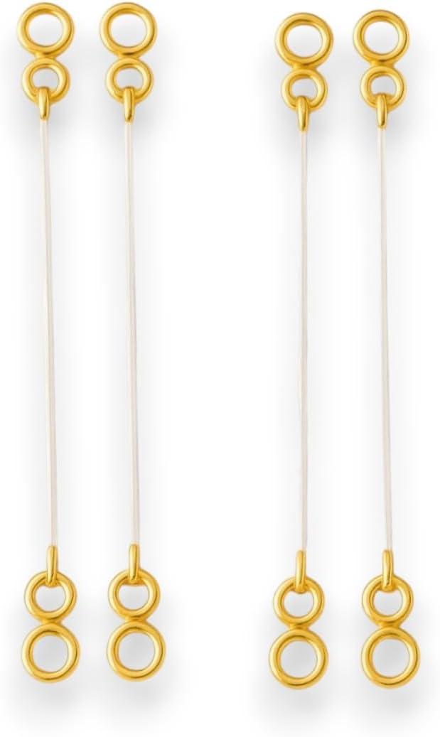 ACCESSHER Gold Plated Invisible Transparent Stretchable and Adjustable Lightweighted Elastic Heavy Earrings Support Ear Chains for Women (Pack of 4)