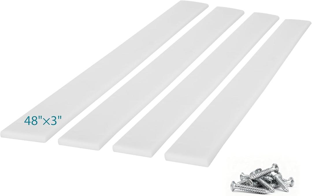 MARGAR 48" X 3" PE Trailer Bunk Glides, Heavy Duty PE Glide Pads Includes Pre-Drilled Holes and 12 Screws, Smoother Boat Trailer Glide Bunk Enders