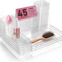 Clear Plastic Drawer Organizers Set of 45 Vanity Organizers Stackable Storage Bins Dividers Bathroom Organizers Storage Vanity Organizer Bins for Makeup, Kitchen Utensils, Jewelries, Office (S45(3-6-12-24)