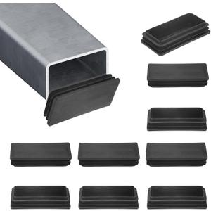 M METERXITY 10-Pack Tubing End Caps, 4 x 2 Inch Plastic Rectangle Hole Plugs Inserts for Chair Leg/Bar Stool/Fitness Equipment, Chair Glides Fence Plug Floor Protectors