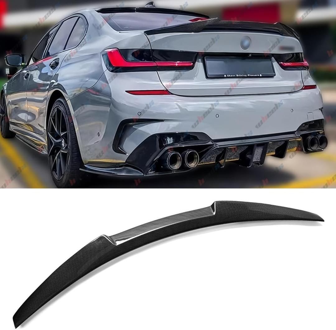 Rear Trunk Spoiler Compatible with BMW 3 Series G20 G80 M3 2019-2025, Blade Style Duckbill Spoiler, Fits for 330e 330i 340i M3,High Kick Trunk Tail Deck Lid Wing Lip (Carbon Fiber Pattern)