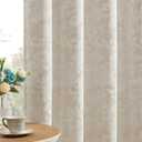 Beauoop Beige Floral Jacquard Blackout Curtains 72 Inches Long 2 Panels for Bedroom Living Room Taupe Flower Chenille Room Darkening Thermal Insulated Soundproof Grommet Window Treatments Drapes 52x72