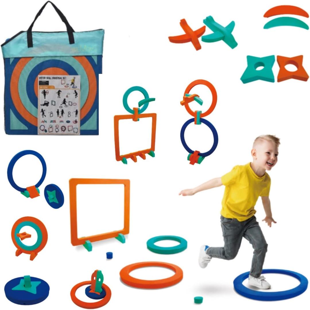 Foam Play Mat for Toddlers & Kids – Floor Puzzle Mat & Convert to 8 Games and More Activities, Great Fun in Classroom, Playroom, Daycare, Indoor and Outdoor, 2 pc Pack 19” X 19” in Soft EVA