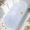 HITSLAM Bathtub Mat Non Slip, 27x15 Inch Bubble Oval Bath Tub Mat for Bathroom, Machine Washable Shower Mat with Suction Cups and Drain Holes, Clear