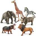 Zippytots 5PCS Safari Animal Figure Toys for Kids 3-5 Realistic Plastic Jungle Animal Figurines African Wildlife Learning Toys for Kids Boys Girls Toddlers