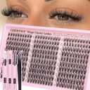 Lash Clusters Kit Wispy Eyelash Clusters Lashes Natural DIY Lash Extension Kit 10-16mm Cluster Eyelash Extensions Kit 300pcs C Curl Individual Lashes Cluster Eyelash (With Tweezers)