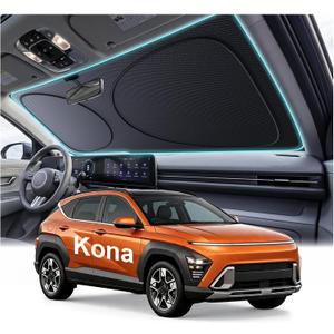2026 Windshield Sun Shade for Hyundai Kona [100% Custom Fit & Cooling Tech Fabric] Superior UV & Heat Block, Foldable Sun Visor with Storage Bag Protects Interior, Fits 2018-2026