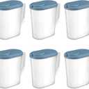 Honeydak 6 Pack 1 Gallon Plastic Pitcher with Lid, Clear Base and Handle, Washed Plastic Pitcher Blue 1 Gallon Jug with Spout Lids for Tea, Water, Milk, Juice, and Coffee