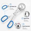 Meat Baller Tongs, 2-Pack Stainless Steel Meatball Maker with Detachable Anti-Slip Handles Non-Stick Food Scoop for Meatballs, Cake Pops, Cookie Dough, Ice Cream, and BBQ (1.38" & 1.78")