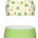 Girls Tankini Swimsuit Bathing Suit Two Piece Bikini Summer Beach Swimwear with Adjustable Strap 6-5T  (Green)
