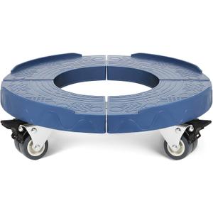 W B D WEIBIDA Round Dolly with Wheels, Heavy Duty 440lbs Capacity, Adjustable 15-19 Inch Trash Can Dolly with 4 Locking Swivel Wheels, Blue