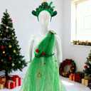 Newcotte 2 Pcs Green Christmas Tree Costume for Women Mesh Skirt Headband Festive Xmas Tree Outfit for Party Cosplay Carnival