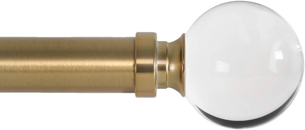 Ivilon Drapery Treatment Window Curtain Rod - Acrylic Ball 1 inch Pole. 28 to 48 Inch. Warm Gold