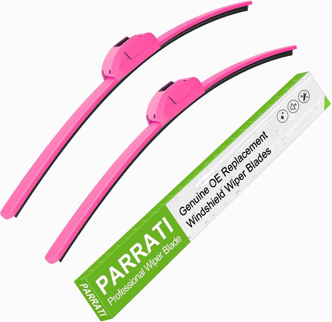 OEM QUALITY 22" + 21" PARRATI Premium All-Season Hot Pink Windshield Wiper Blades (Set of 2)