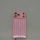 KANGHAR Compatible with iPhone 17 Pro Max Case 2025, Silicone Stripes Cute Pattern, Wristband Kickstand Camera Protection Soft Slim Cover for Girls Women -Pink