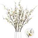 White Cherry Blossom Branches Long Stem Artificial Flowers for Tall Vase Silk Flower Bulk Plum Blossom Flowers for Indoor Home Decor Bedroom Wedding Floral Arrangement Table Centerpieces Party