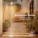 Rechargeable Floor Lamp for Indoor/Outdoor, Cordless Tall Standing Lamp with 3 Color Temps & Dimmable, IP43 Waterproof, Adjustable Height 16-56 Inch, Portable Pull-Up Lamp for Camping, Patio(White)