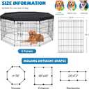Dog Pen Pet Playpen Dog Fence Indoor Foldable Metal Wire Exercise Puppy Play Yard Pet Enclosure Indoor Outdoor 8 Panels 30 Inch with Bottom Pad/Top Cover(Black 30 top Cover)